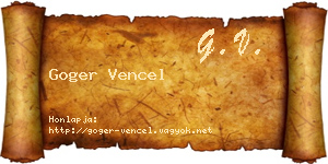 Goger Vencel névjegykártya